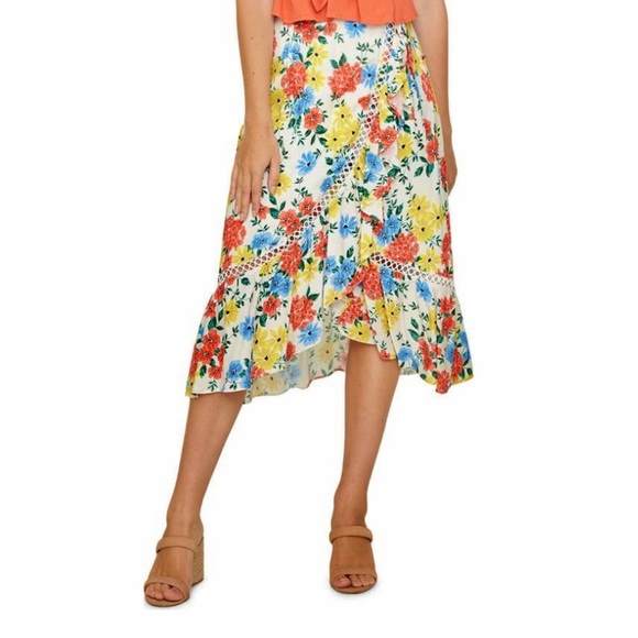 Lost + Wander Floral Print Wrap Skirt And Puff Sleeve Blouse Set NWT - Picture 5 of 16